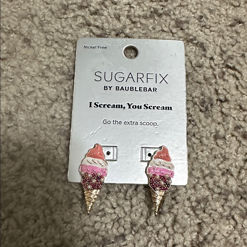 BaubleBar Pink and Gold Ice Cream Earrings - Picture 2 of 3